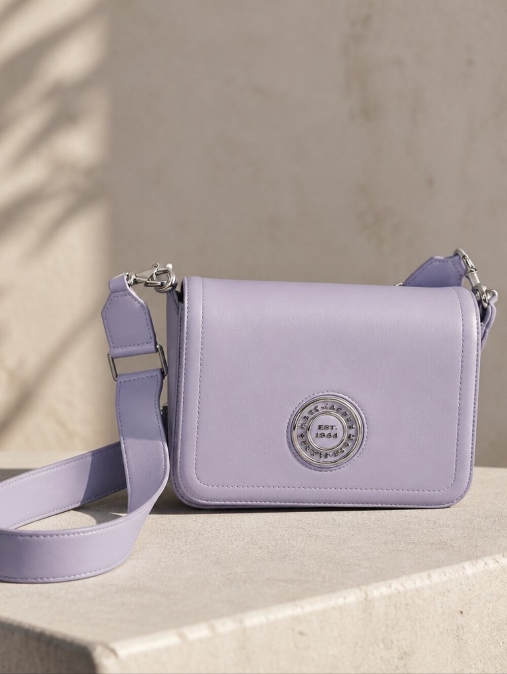 Marc Jacobs Lavender Crossbody Bag with Silver Emblem Like New